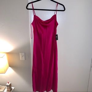 Satin cowl neck midi slip dress from Express